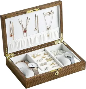 : 28 * 19 * 6cm) Watch Case Watch Storage Vintage Watch Box with chaste parental enslave rent preliterate Lock Jewelry Box Wooden Watch Storage Box Solid Wood Jewelry Box Watch Box (Color : A, Size 