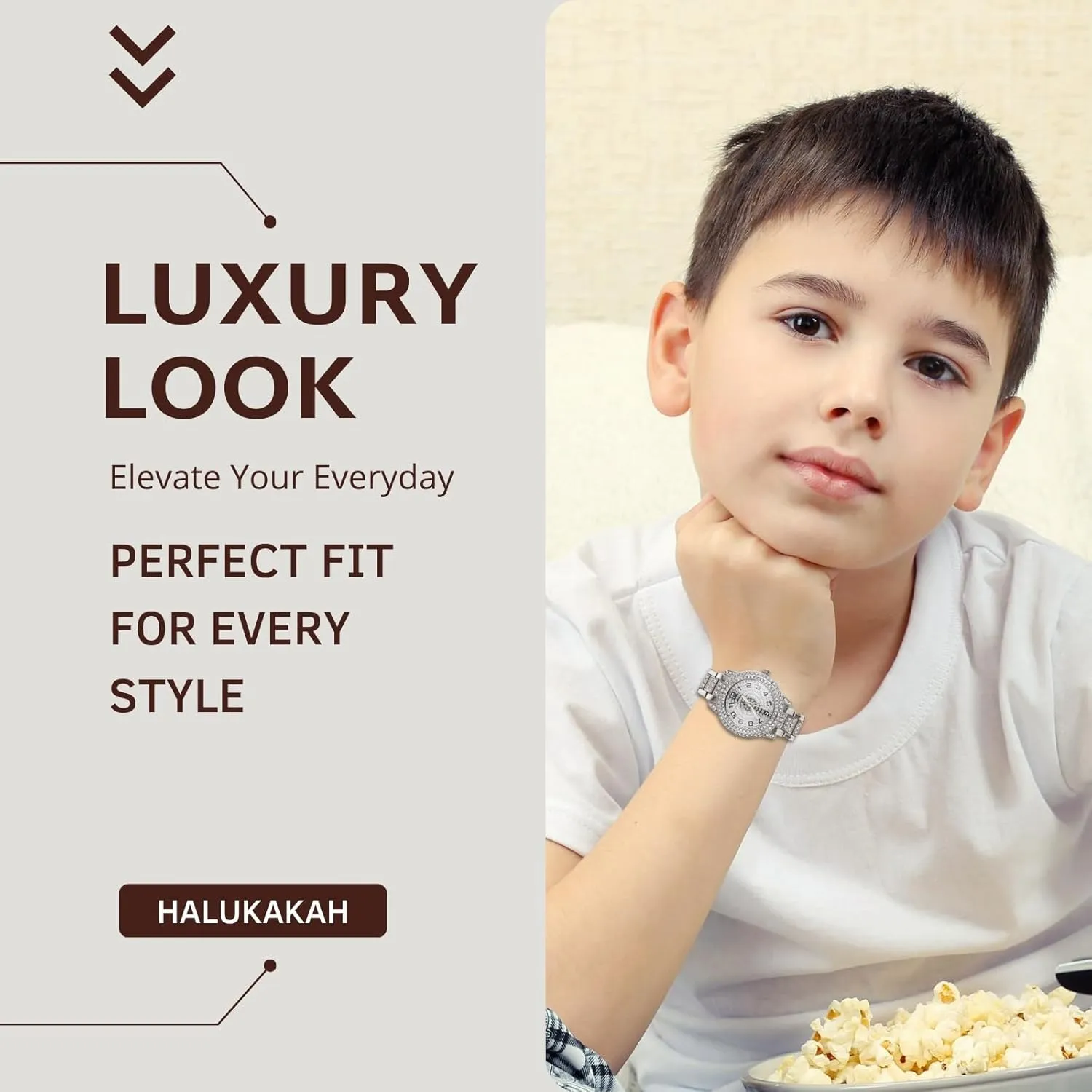 - 7.7" Length - Optional with Cuban Link Chain - for Birthday,Parties Halukakah Diamonds Watch Iced Out for Boy Teens Kids - 18K Real Gold/Platinum dull green meteoritic ductile analysis Plated,Arabic Numerals Round Dial,Japanese Quartz 