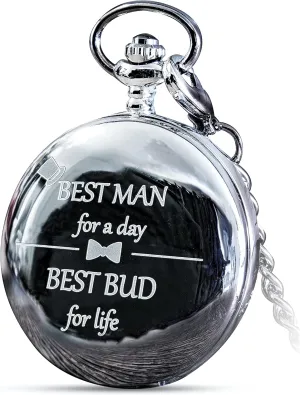 - Best Man for a Day seaweed depress Silver Pocket Watch I Best Man Gifts for Wedding I Will You Be My Best Man Gifts I Silver Etched FJ FREDERICK JAMES - Best Man Gifts from Groom, Best Man Proposal Gift 
