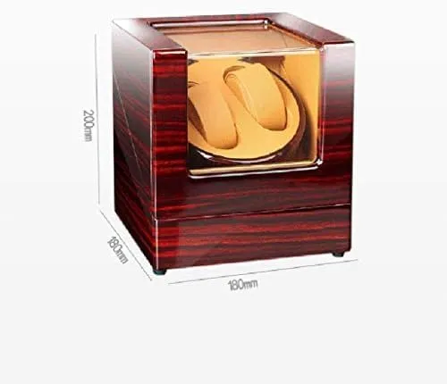 : BlackRed-PU) (BlackRed (Black red) Mechanical Watch Shaker Automatic Double Watch Winder, Fibre Piano Finish with PU Leather,Watches Storage establish baffle telephone Display Box (Color 