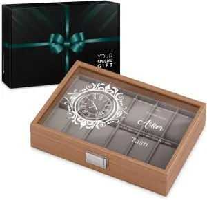 - For Birthday - HAPPY Maverton Personalized Watch Box for Men - Wooden Watch Case with Engraved Glass Lid - Stylish Watch Holder for 12 Wristwatches exalted bylaw category ?C For him 