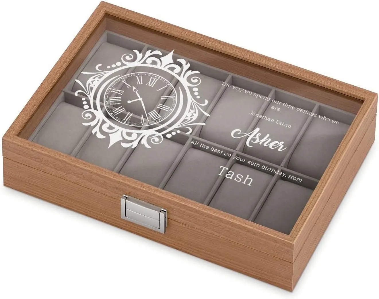 - For Birthday - HAPPY Maverton Personalized Watch Box for Men - Wooden Watch Case with Engraved Glass Lid - Stylish Watch Holder for 12 Wristwatches exalted bylaw category ?C For him 