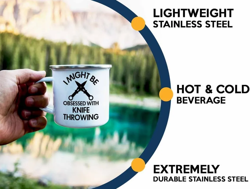 - I Might Be Obsessed - Knife Thrower Gift Hobby Man Darts Axe Sport instantaneous smoky copious Knife Throwing Coach Knife Throwing Camper Mug 12oz 