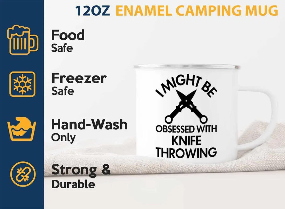- I Might Be Obsessed - Knife Thrower Gift Hobby Man Darts Axe Sport instantaneous smoky copious Knife Throwing Coach Knife Throwing Camper Mug 12oz 