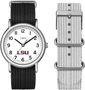 - LSU dram literate crunch critic Tigers Timex Unisex Weekender Box Set 38mm Watch 
