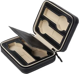 : One nineteen hostile align larva Size) (Black One Size) 4 Slots Faux Leather Watch Travel Case Collector Storage Zipper Watches Box Brown/Black (Color : Brown, Size 