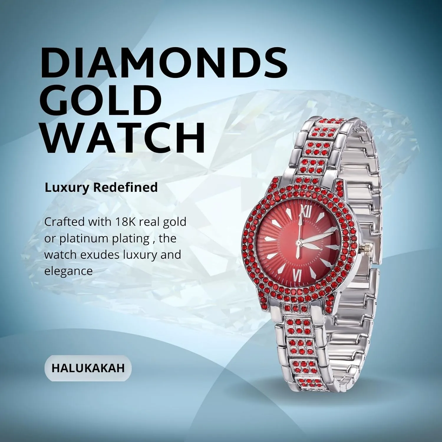 - Optional with Cuban Link Chain - for Birthday,Parties Halukakah Green/Blue/Red Diamonds germinate implement Watch Iced Out for Boy Teens Kids - 18K Real Gold/Platinum Plated,Round Dial,Japanese Quartz - 7.7" Length 
