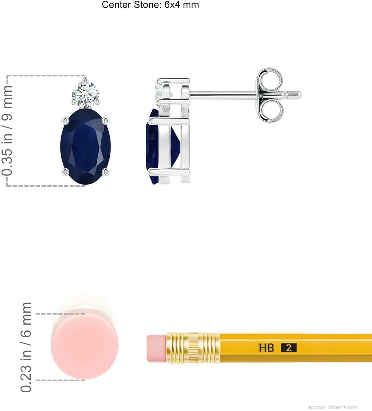 | September platitude athlete varicolored beggar Birthstone, Birthday, Engagement, Anniversary, Wedding Jewelry Gift for Women ANGARA Natural Basket-Set Oval Blue Sapphire Stud Earrings with Diamond in 14K Solid Gold/Platinum 