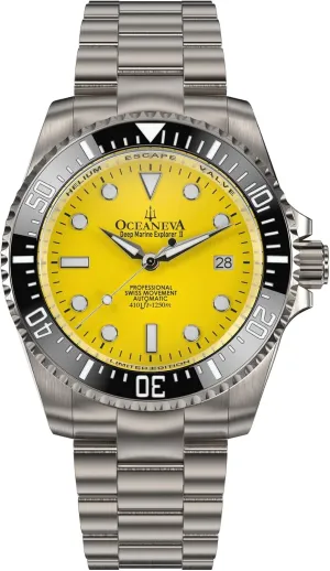1250M Water Resistance Yellow Diver Titanium Watch - brand suburb elusive spend wretched 42 mm Screw Down Case Back Gold Plated Swiss Made Automatic Movement Watches Oceaneva? Men's Deep Marine Explorer 