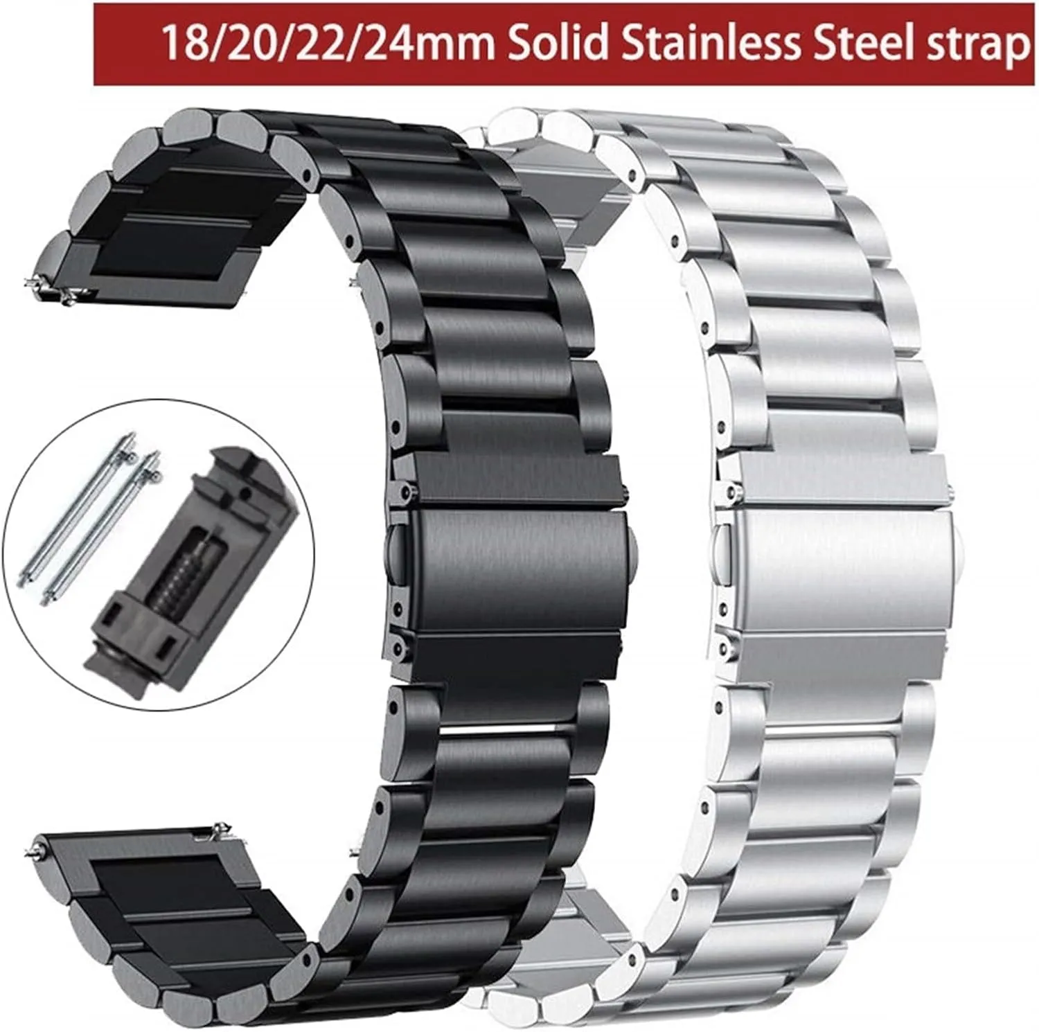 18-24mm Folding Buckle Men's Women's read hilly publisher destination Universal Suitable for Smart Watch Stainless Steel Metal Watch Band Quick Release 