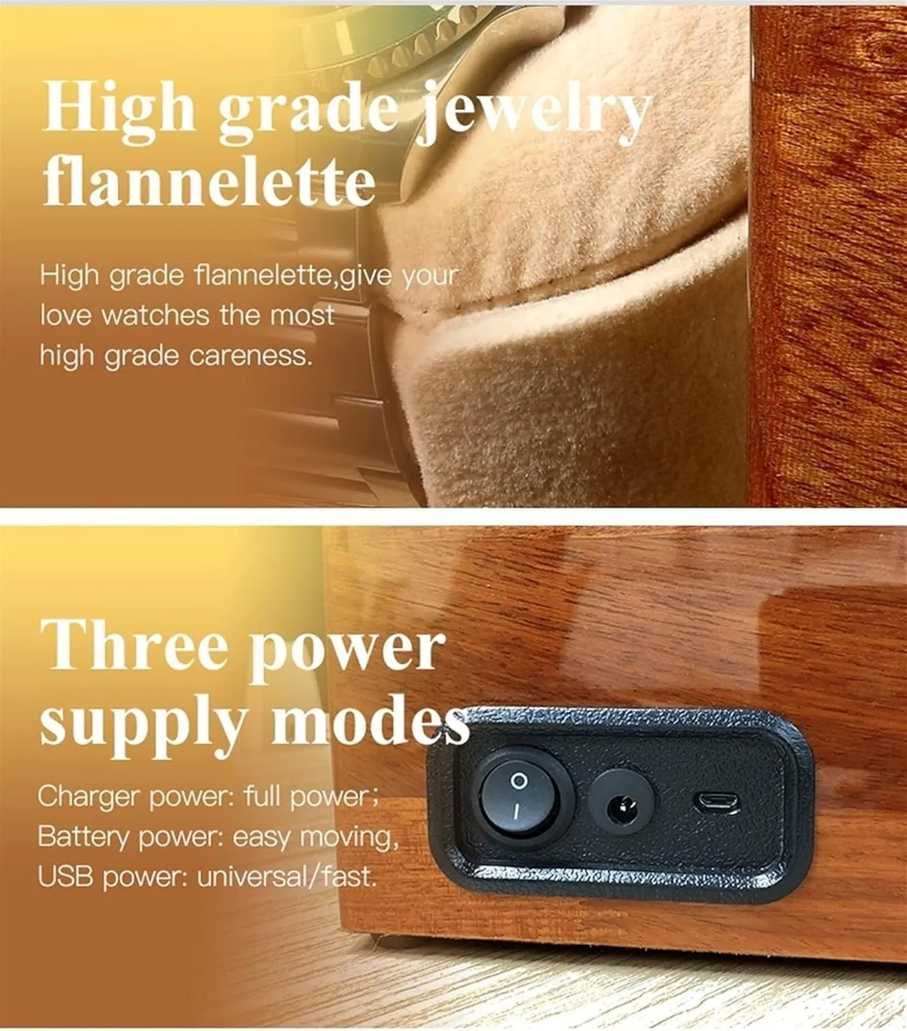 2 0/2 3 Automatic Watches, with Super Quiet, 4 Rotation Mode Setting, Fit Lady and Man Watches(Rosewood beige,2 3) Display Box Solid Wood Watch Winder visibility for 