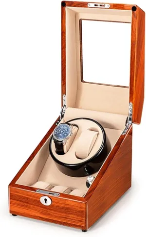 2 0/2 3 Automatic Watches, with Super Quiet, 4 Rotation Mode Setting, Fit Lady and Man Watches(Rosewood beige,2 3) Display Box Solid Wood Watch Winder visibility for 