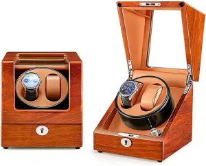 2 Automatic Watches for Universal Lady and Men's Watch Watch Winder for Automatic Watches cram ongoing concentration Carbon Fibre Exterior Piano Finishing Wood 