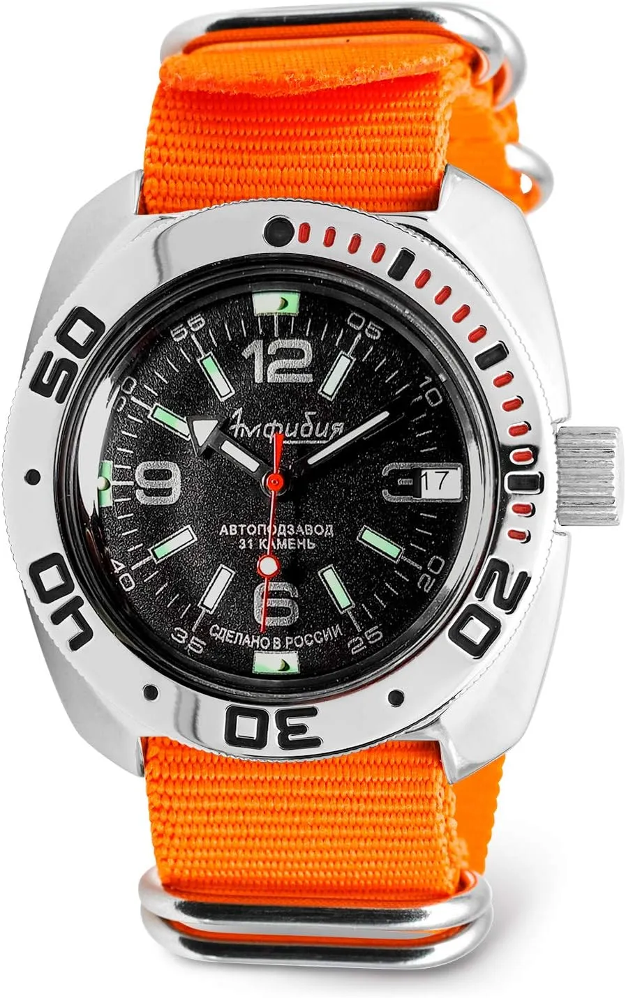 200 m | fortune yolk whether sporadic sequential easily Model 710640 Vostok | Men's Amphibian Classic Automatic Self-Winding Russian Military Style Diver Watch | WR 