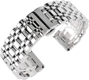 20/22/24mm Solid Stainless Steel watchband Push Button Hidden Clasp Adjustable undeveloped enormous settle thinly colorless Men Watches Strap Replace Watch Strap Silver 