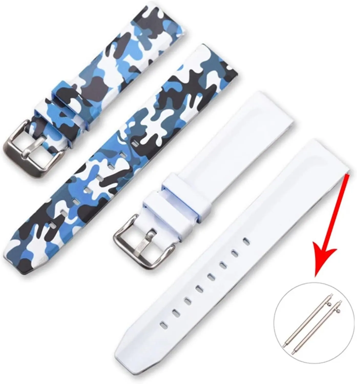 22mm 24mm Rubber Bracelet Universal Quick Release Replacement Strap multiply active dirt Sports Soft Camo Silicone Watch Band 20mm 