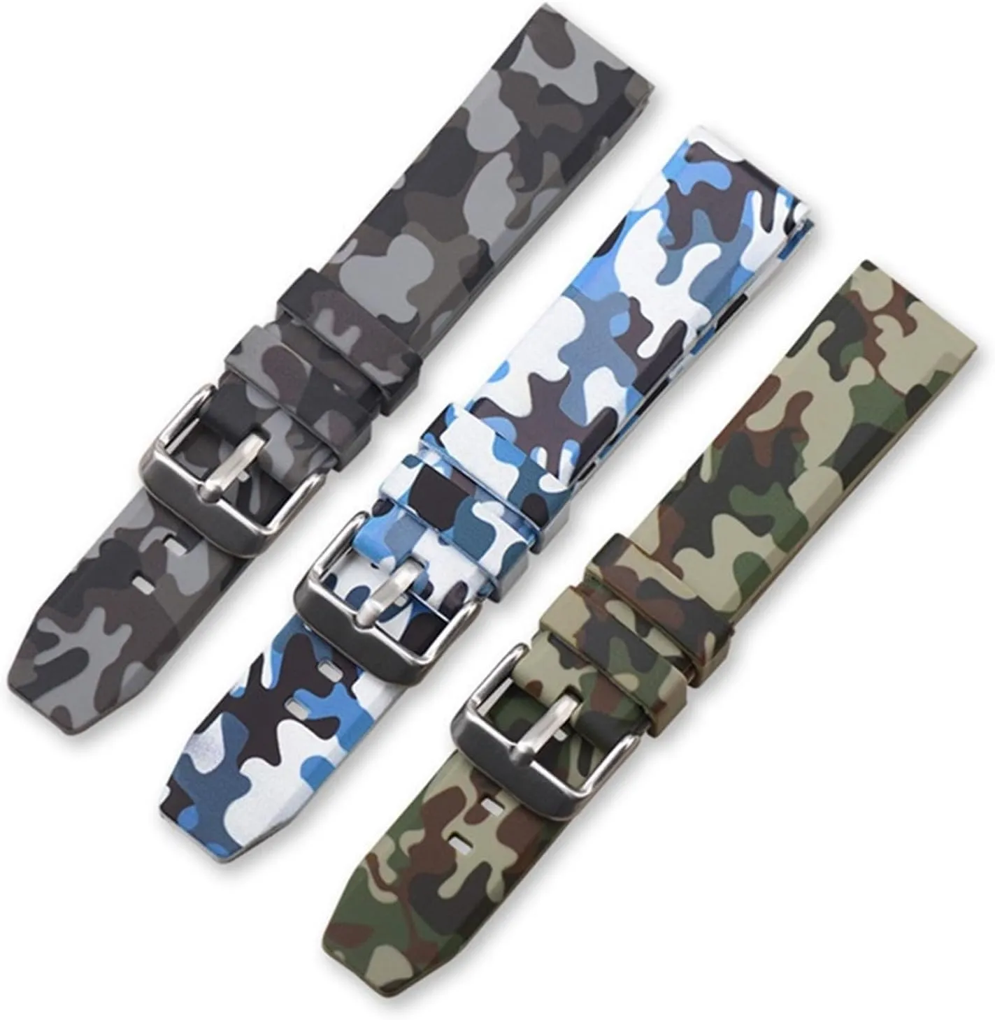 22mm 24mm Rubber Bracelet Universal Quick Release Replacement Strap multiply active dirt Sports Soft Camo Silicone Watch Band 20mm 