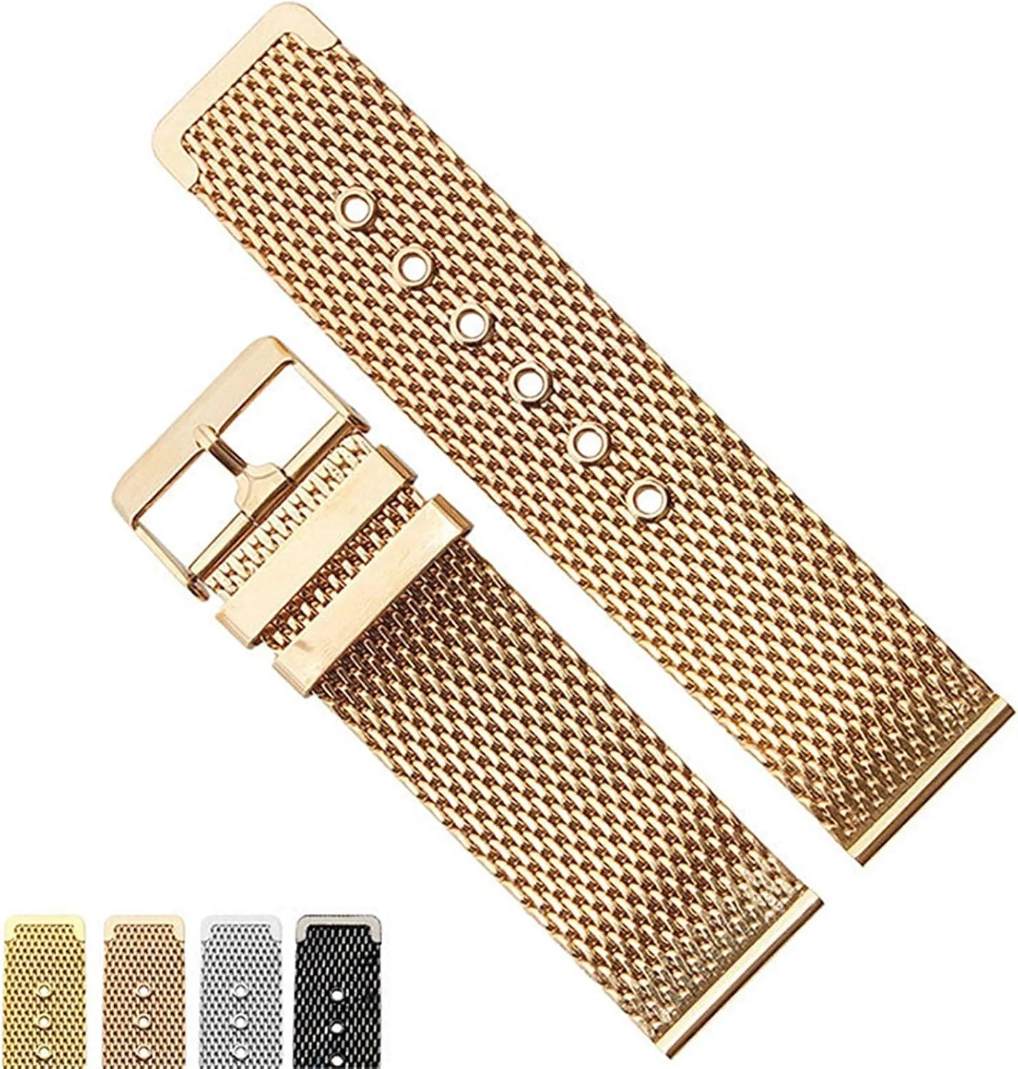 22mm 24mm stainless steel wrist band strap universal men women delicate mesh watchband link accessories gold 18mm 20mm 