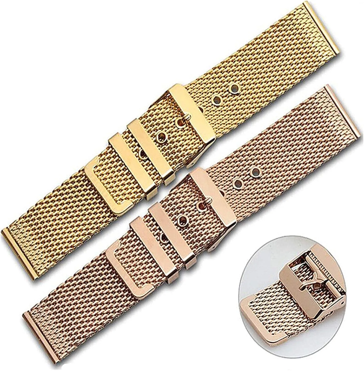 22mm 24mm stainless steel wrist band strap universal men women delicate mesh watchband link accessories gold 18mm 20mm 