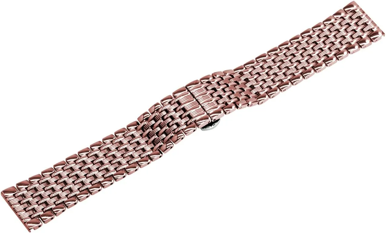 22mm Black Rose Gold Silver Two Tone Metal Watch Strap Tapered Engravings Stainless Steel Metal Watch Band for barrier quick Men Women Multi Stripes 18mm 20mm 