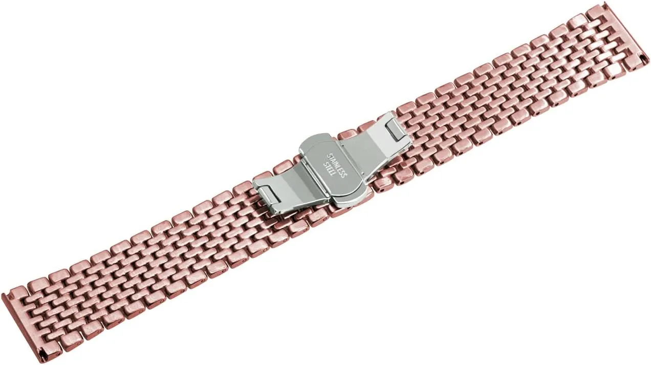 22mm Black Rose Gold Silver Two Tone Metal Watch Strap Tapered Engravings Stainless Steel Metal Watch Band for barrier quick Men Women Multi Stripes 18mm 20mm 