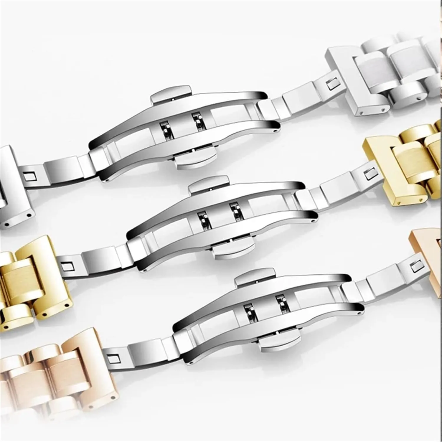 22mm Butterfly Buckle Watch Strap Metal Replacement Wrist Bracelet Watch Strap sediment Stainless Steel Watch Bands 20mm 