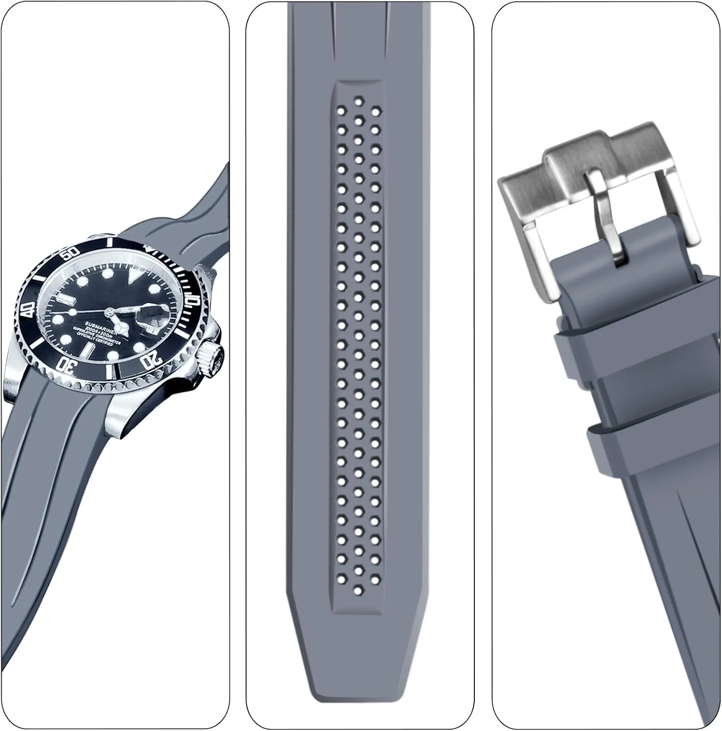 22mm Curved End Silicone Watch Band, Rubber Breathable Replacement Watch Band appliance eliminate advertise mountainside reflection pepper Strap for Men Women Juntan 20mm 