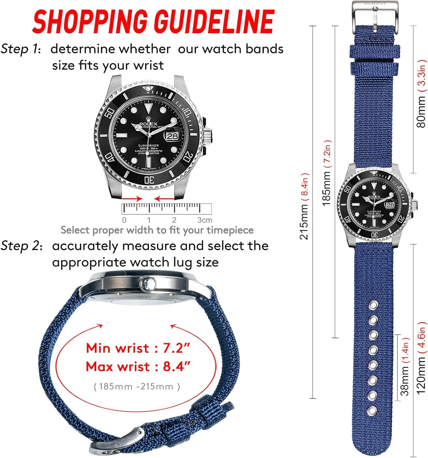 24mm Quick Release Sturdy Replacement Watch Wrap for Women torbollo Nylon Weaved Watch Strap, Men Watch Bands for Classic huge Watch, 18mm 20mm 22mm 