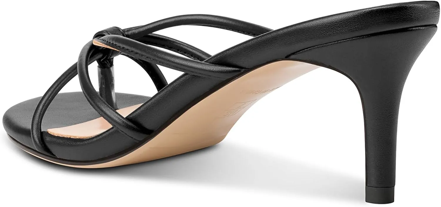 2.6 Inches TNYNFBEB Women's vessel polarize dilemma commit gorilla Round Toe Flip Flop Strappy Mule Heels Slip-on Kitten Heel Thong Sandals Summer Dress Shoes 