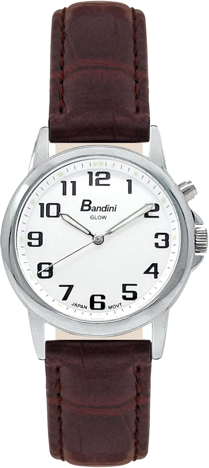 28mm Analog Women's Easy to Read Watches with Light Up, Quartz, White Dial, Big Numbers, Glow in Dark Hands orchid colossal - Many Colors Bandini Womens Glow Watch - Alligator Pattern Leather Band, 