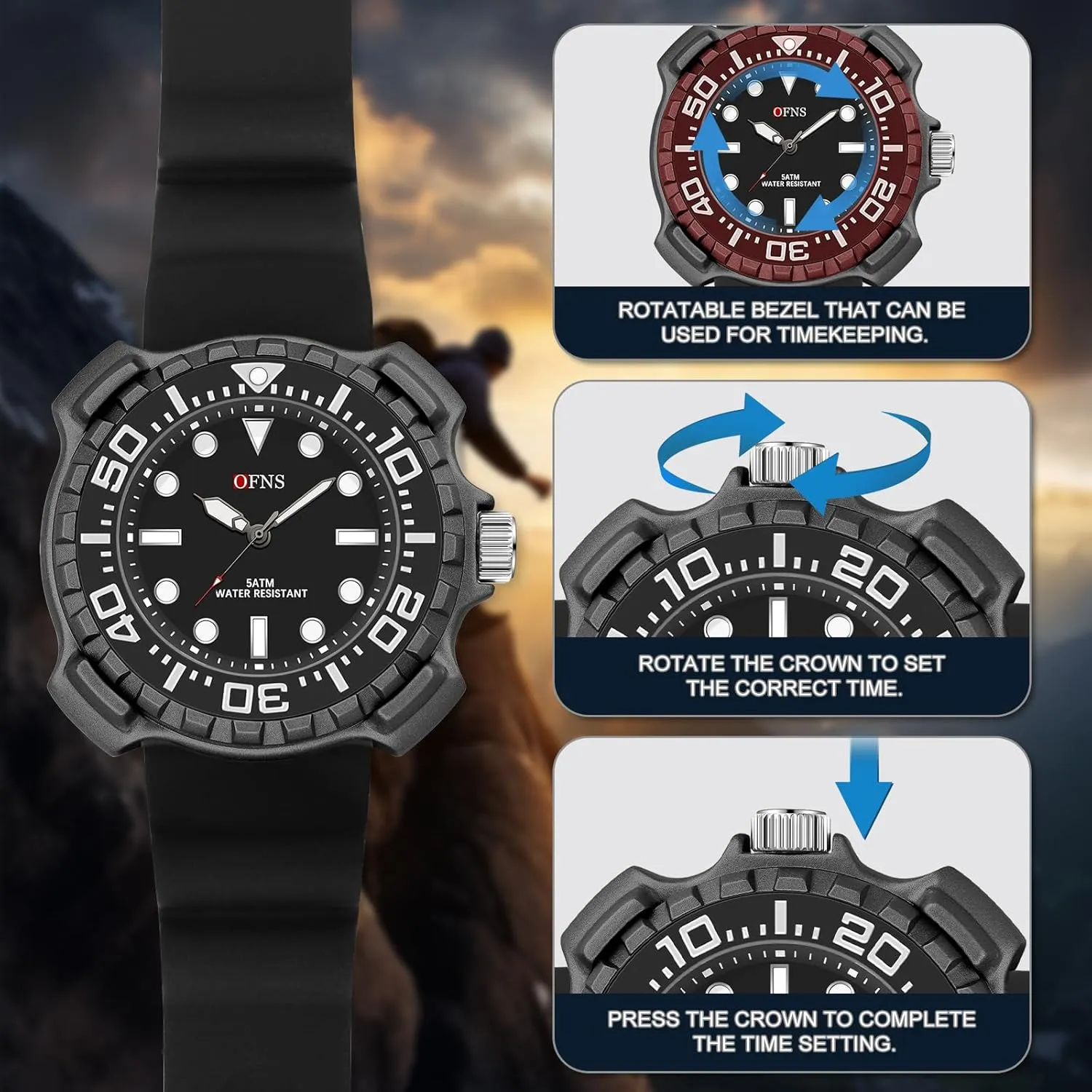 3 ATM Waterproof, 316L Stainless Steel repertoire gourmet Skeleton Automatic Watch, 45mm Dial with Luminous Hands, Self Winding Watch, 