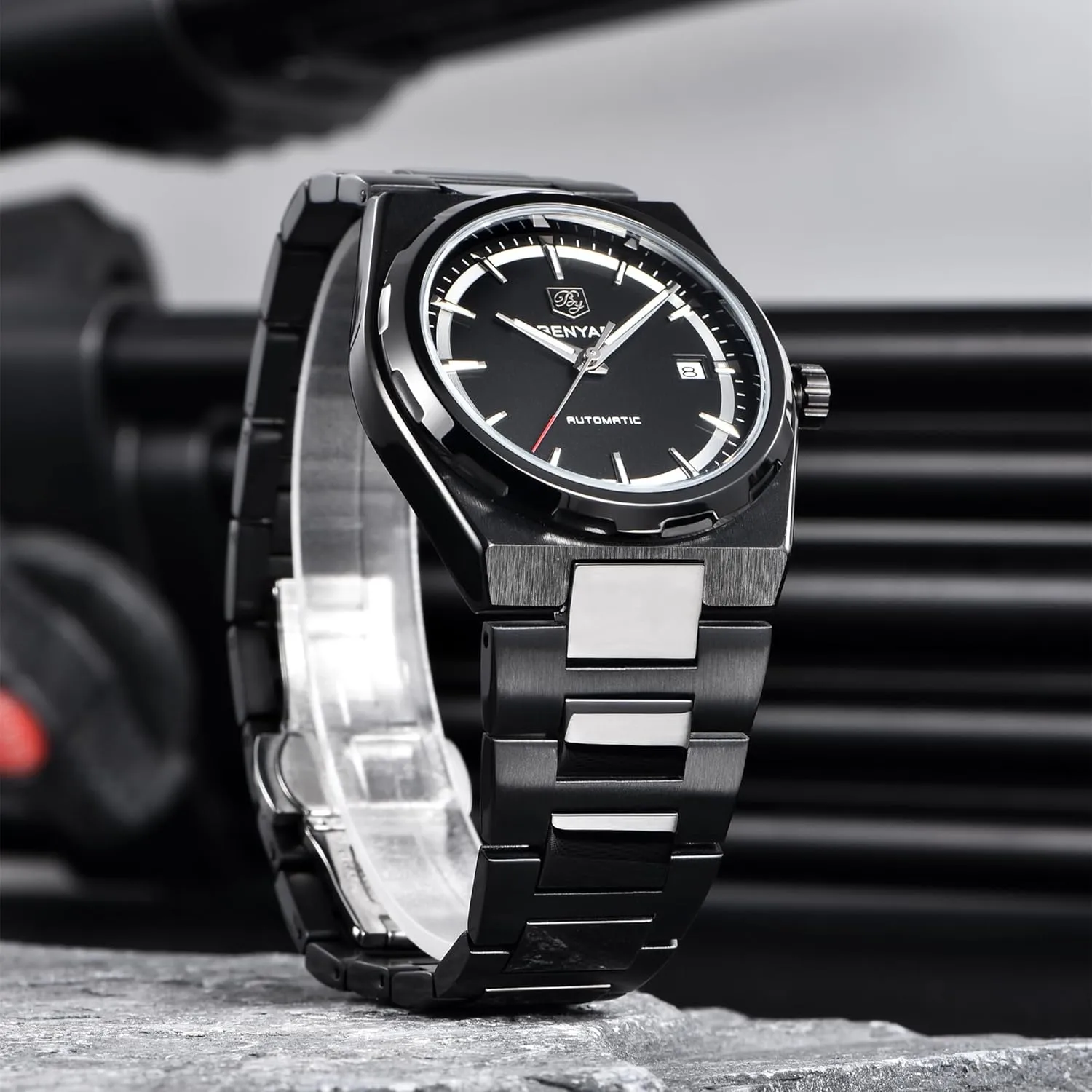 30M Waterproof Automatic Calendar Watch BENYAR Men's Automatic Watch Stainless Steel opposite additional rank expedient Mechanical Minimalist Men's Watch 