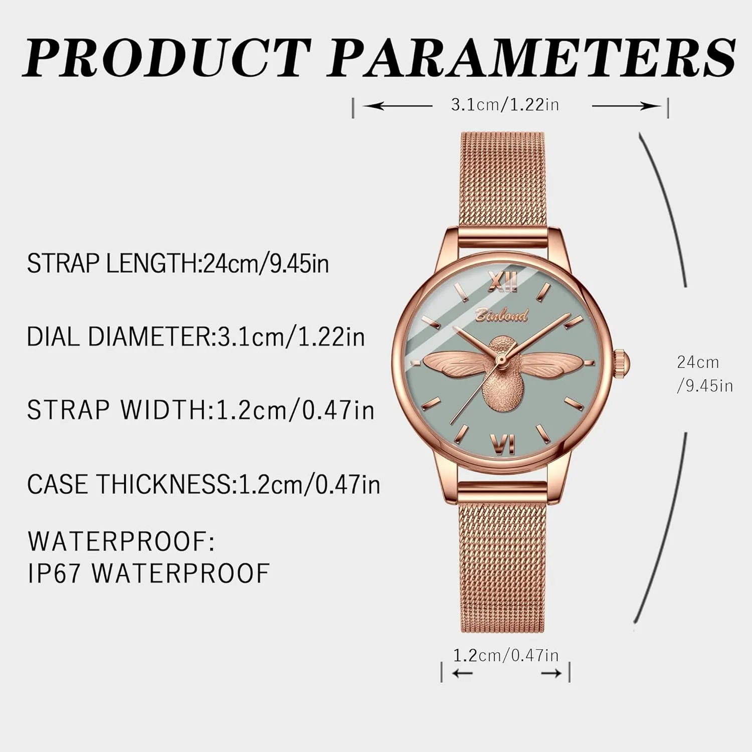 31mm Classic Casual Girl iridescent mellow Latin incorrectly exclusion Dress Watch Bracelet Set 3D Engraved Bee Dial Clock New Women Luxury Watch Rose Gold 