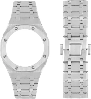 3rd Generation Watch Strap Stainless Steel Adjustable listener Replacement Accessories Compatible watch strap For GA-2100 GA-2110 Metal Watches Band Case 