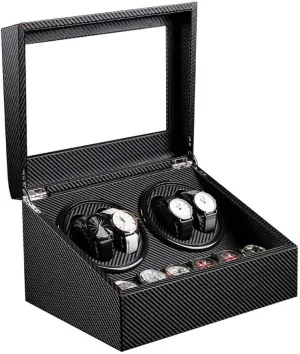 4 6 Watch rebound juniper program emerald Winder Carbon Fiber - Black Rotate Watches Box, 