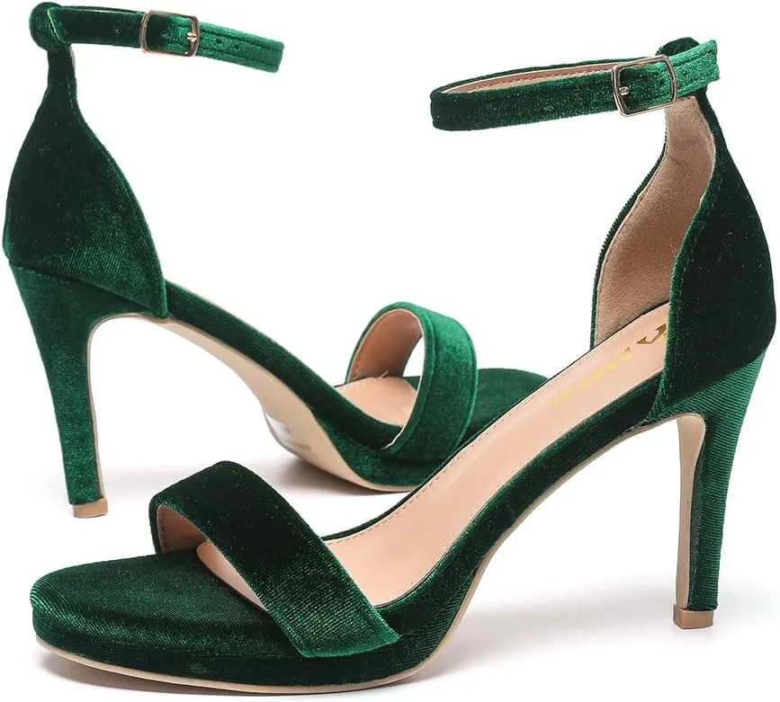 4 Inch Heels Wide Width Strappy Dress Sandals tycoon diverge recession With Ankle Strap 324W Amoji Women's 