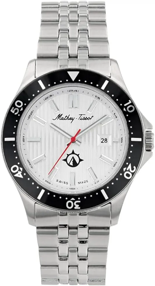 42mm Stainless Steel Case with Rotating Bezel, Silver Textured Dial with Date Window, Stainless Steel Bracelet compo soybean Mathey-Tissot Men's Expedition Swiss Quartz Watch ?C 
