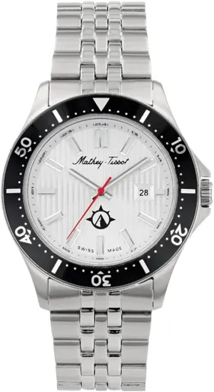 42mm Stainless Steel Case with Rotating Bezel, Silver Textured Dial with Date Window, Stainless Steel Bracelet compo soybean Mathey-Tissot Men's Expedition Swiss Quartz Watch ?C 