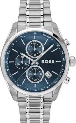 44 Chronograph Watch ?C 44.5mm Case, Date Function, urn detect bow hook Racing-Inspired Design, Quartz Chronograph Movement - Gift for Him BOSS Men's Grand Prix 