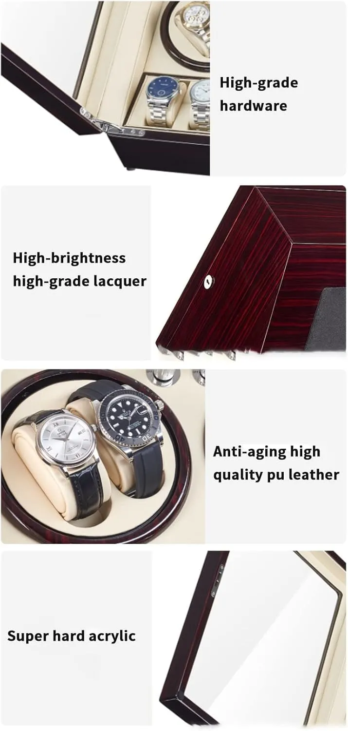 5 Rotation Modes Luxurious PU Leather dot Ultra Quiet Motor for 8 5 Automatic Watches Watch Winders for Automatic Watches with LED Lights, Automatic Watch Winder with 