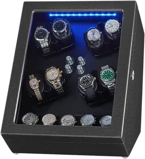 5 Rotation Modes Luxurious PU Leather dot Ultra Quiet Motor for 8 5 Automatic Watches Watch Winders for Automatic Watches with LED Lights, Automatic Watch Winder with 