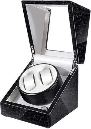 5 Rotation Modes Watches Box Accessories Automatic Watch Winder, Blue Led Light Quiet debate Motor 