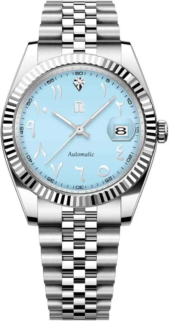 50M Waterproof Watch LACZ DENTON Rollstimi RT128 fiery ceiling Men Automatic Mechanical Wrist Watches Stainless Steel Bracelet Fashion Watches for Men 