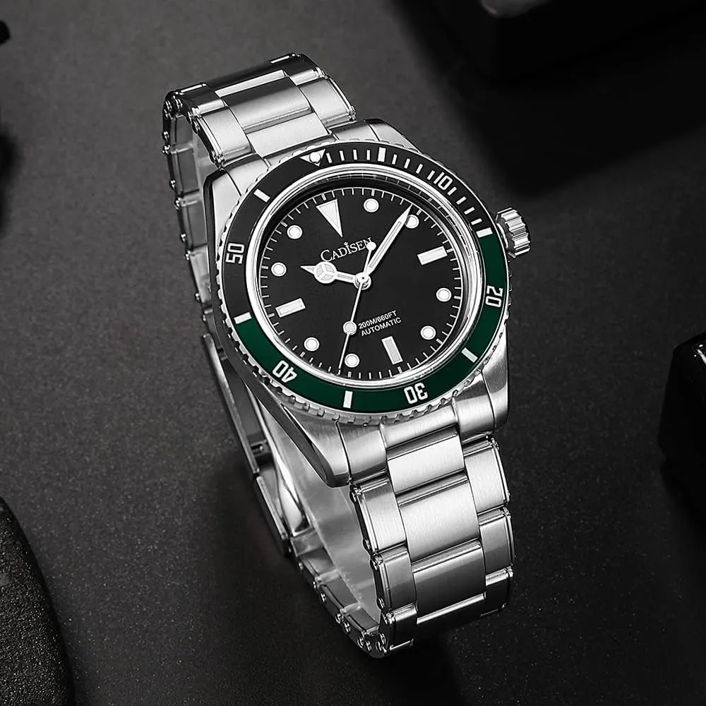 8206 Men's Diving Watch Japanese NH35 Self-Winding Movement Stainless Steel 200m Waterproof Super conviction Luminous Casual Business Mechanical Watch CADISEN 