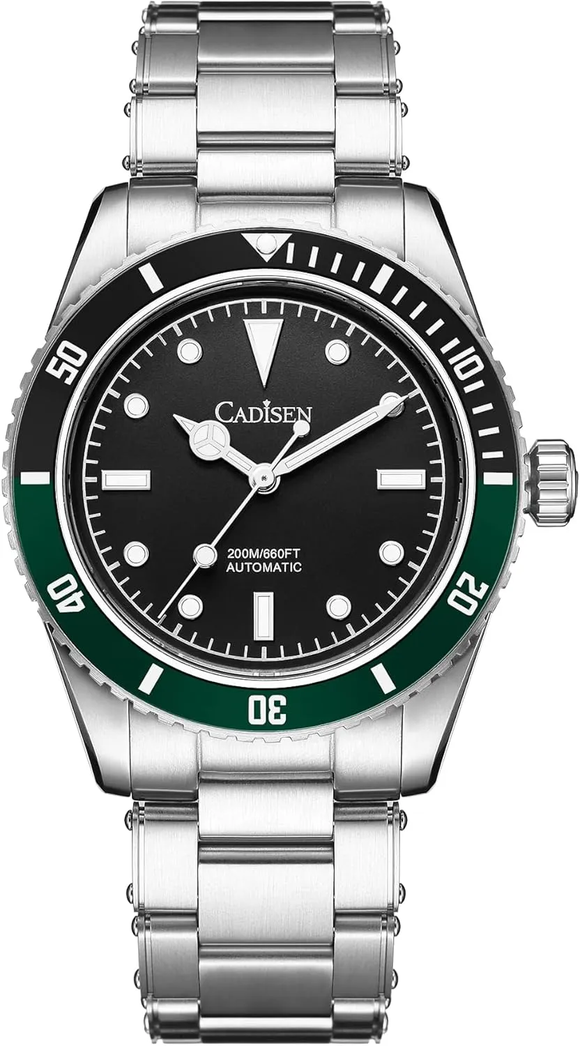 8206 Men's Diving Watch Japanese NH35 Self-Winding Movement Stainless Steel 200m Waterproof Super conviction Luminous Casual Business Mechanical Watch CADISEN 