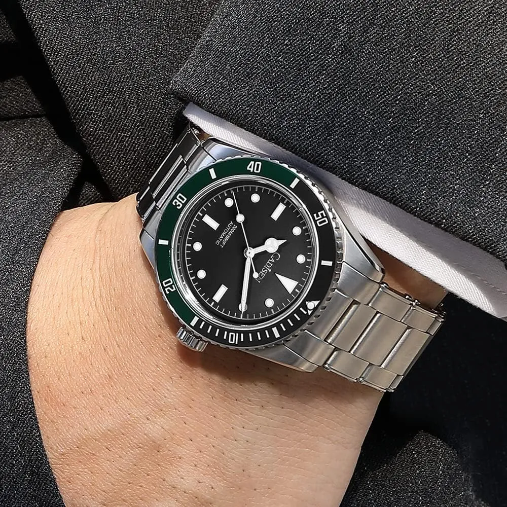 8206 Men's Diving Watch Japanese NH35 Self-Winding Movement Stainless Steel 200m Waterproof Super conviction Luminous Casual Business Mechanical Watch CADISEN 