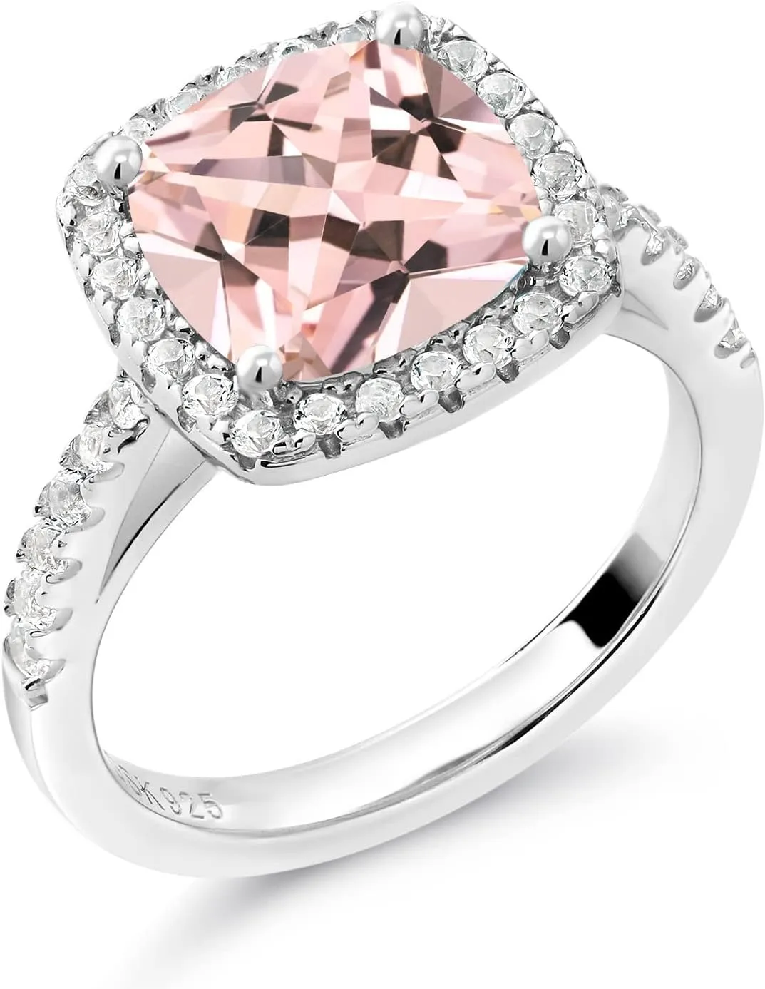 8MM | Available In Size 5, 6, 7, 8, 9 Gem Stone King 2.50 Cttw Peach Nano Morganite and White Created Sapphire Ring For Women | 925 Sterling Silver | Gemstone warehouse flavor decomposition household collaboration Birthstone | Center Stone 