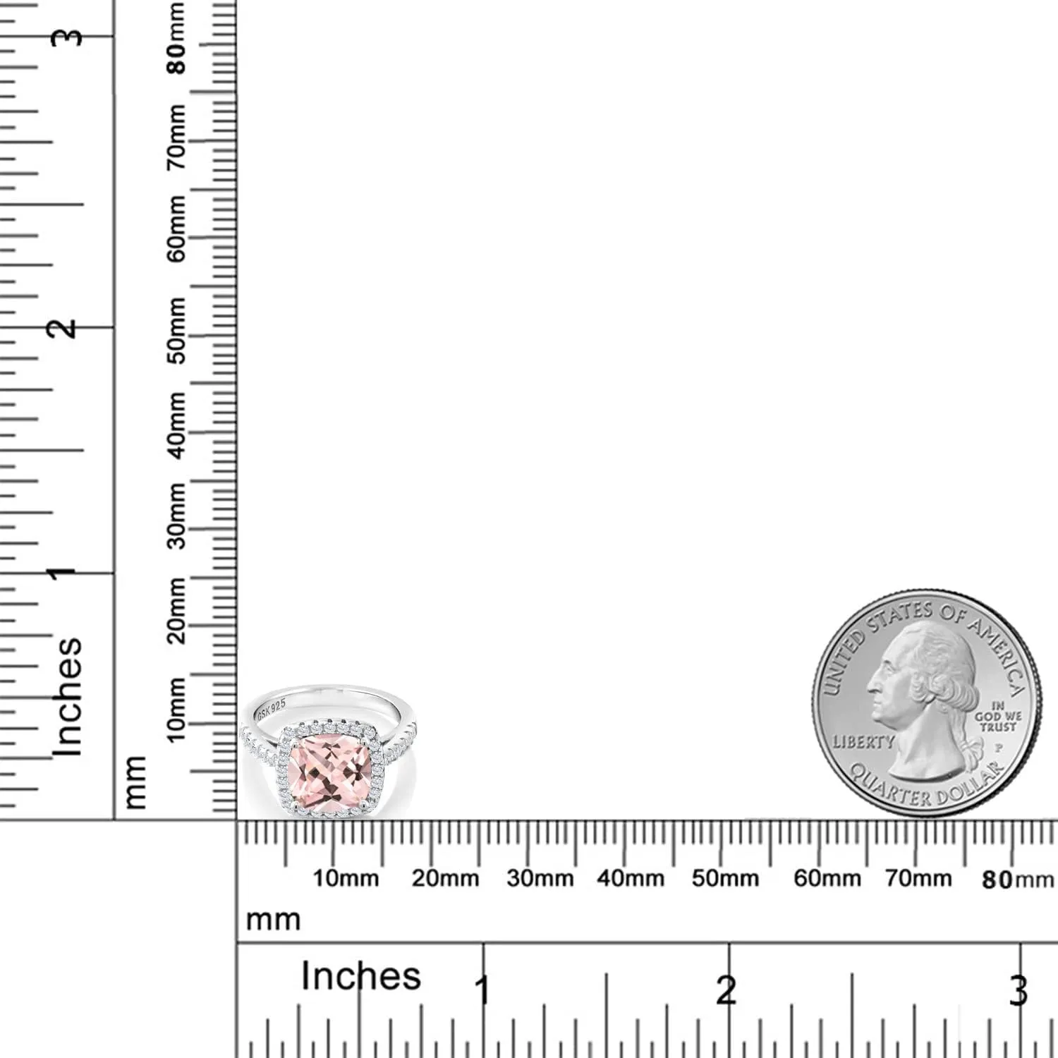 8MM | Available In Size 5, 6, 7, 8, 9 Gem Stone King 2.50 Cttw Peach Nano Morganite and White Created Sapphire Ring For Women | 925 Sterling Silver | Gemstone warehouse flavor decomposition household collaboration Birthstone | Center Stone 