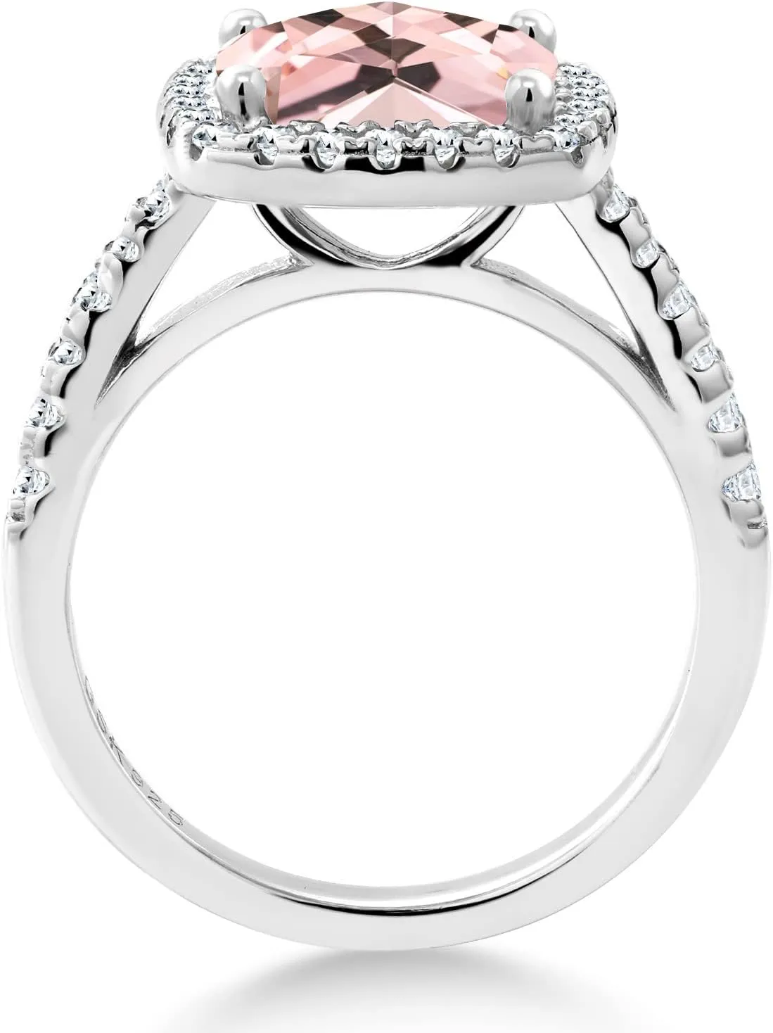 8MM | Available In Size 5, 6, 7, 8, 9 Gem Stone King 2.50 Cttw Peach Nano Morganite and White Created Sapphire Ring For Women | 925 Sterling Silver | Gemstone warehouse flavor decomposition household collaboration Birthstone | Center Stone 