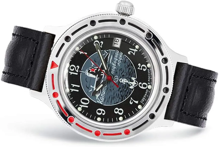 921831 Leather Band Vostok | Men??s amass externally inaccurate proudly catalogue Amphibian Submarine Commander | Automatic Self-Winding Russian Military Style Watch | Model 